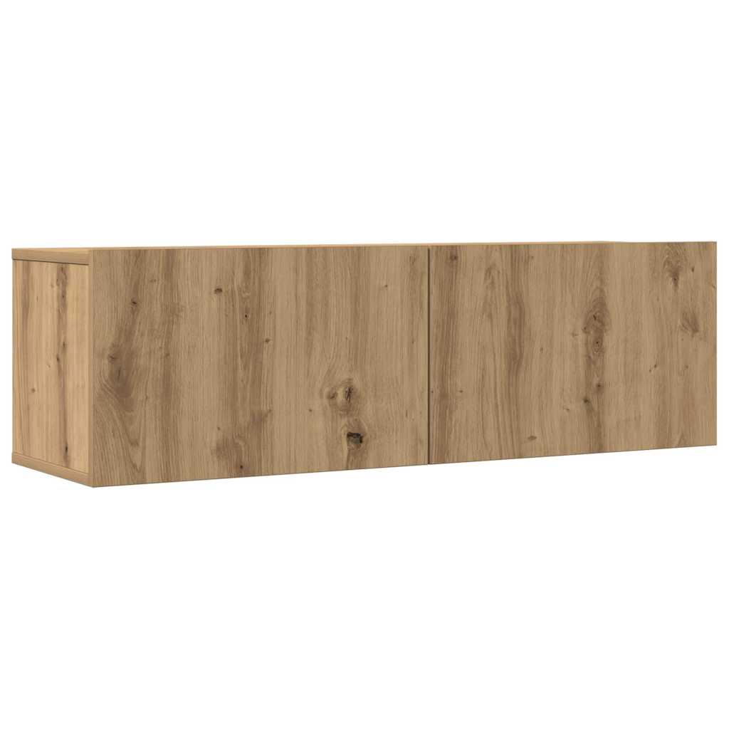 Set Mobile TV 5 pz Montato a Parete Rovere in Legno Multistrato