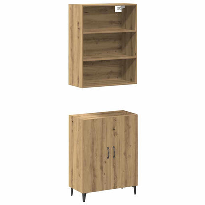 Credenza con Pensile Rovere Artigianale in Legno Multistrato