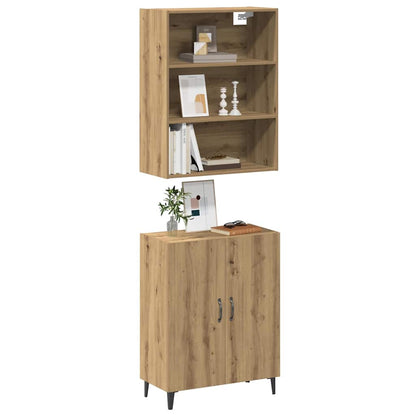 Credenza con Pensile Rovere Artigianale in Legno Multistrato