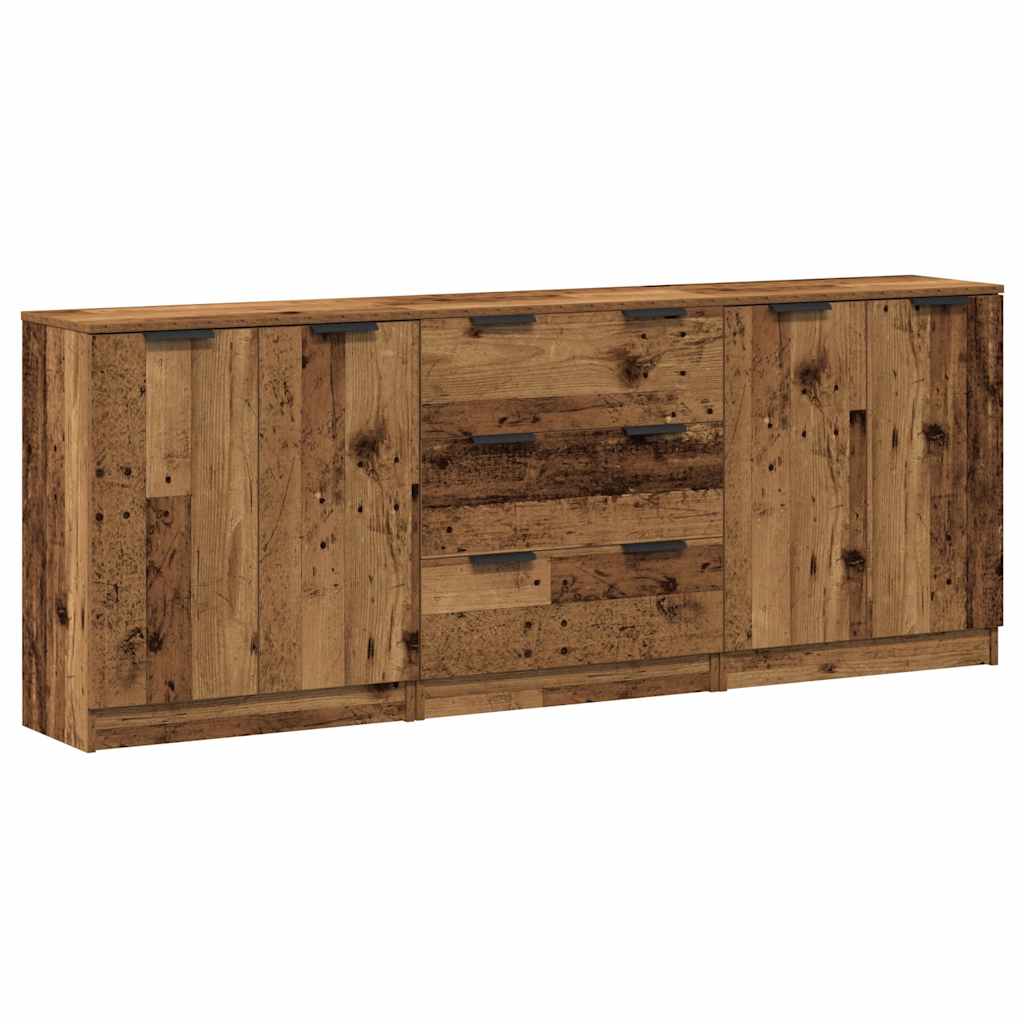 Credenze 3 pz Legno Antico 60x30x70 cm in Legno Multistrato