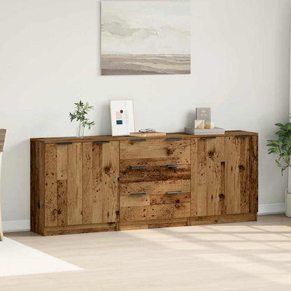 Credenze 3 pz Legno Antico 60x30x70 cm in Legno Multistrato
