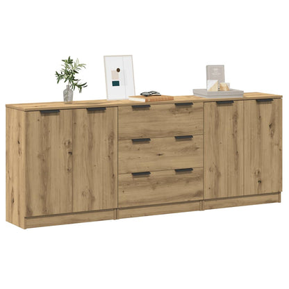 Credenze 3 pz Rovere Artigianale 60x30x70 cm Legno Multistrato