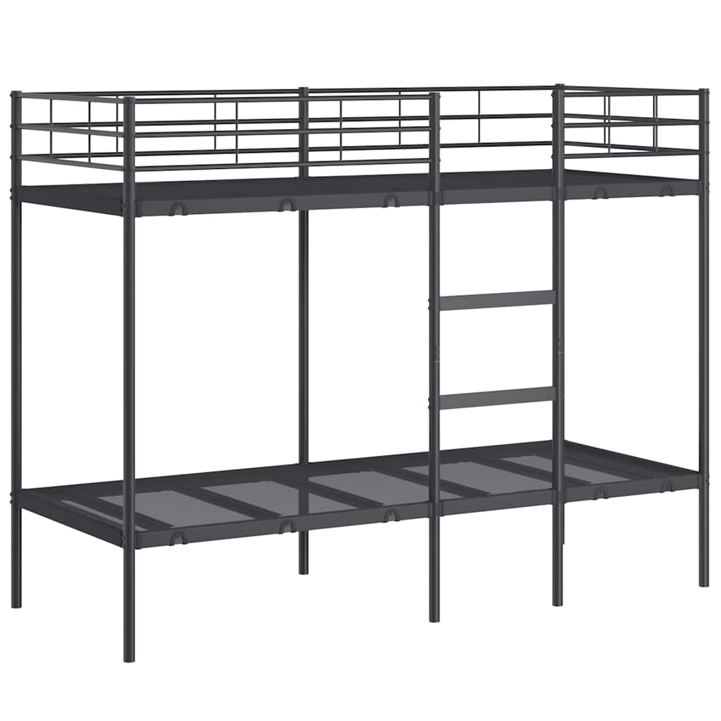 Letto a Castello senza Materasso Nero 75x190 cm in Acciaio