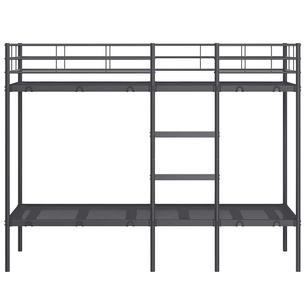 Letto a Castello senza Materasso Nero 75x190 cm in Acciaio