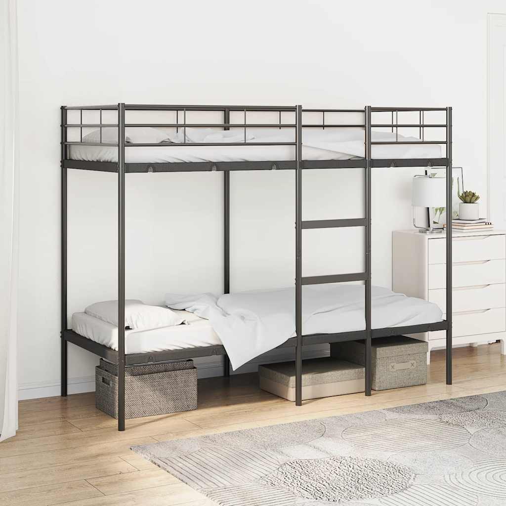 Letto a Castello senza Materasso Nero 75x190 cm in Acciaio