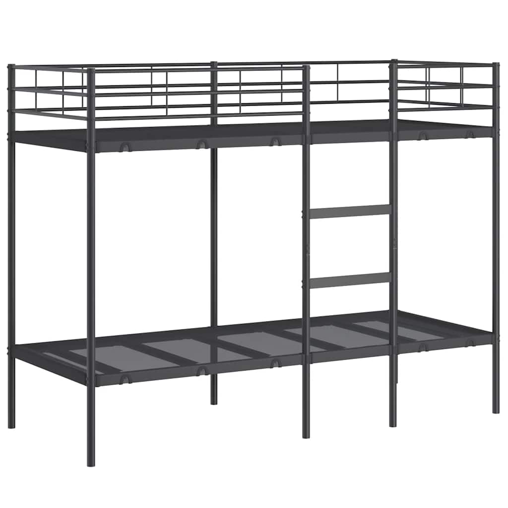 Letto a Castello senza Materasso Nero 80x200 cm in Acciaio