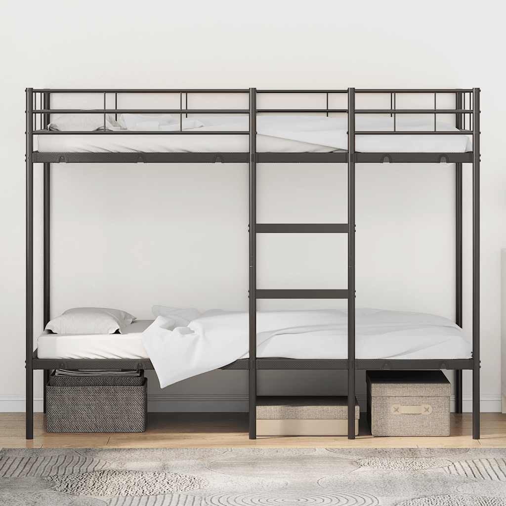 Letto a Castello senza Materasso Nero 80x200 cm in Acciaio