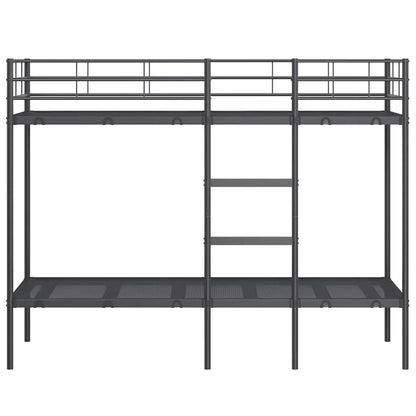 Letto a Castello senza Materasso Nero 80x200 cm in Acciaio