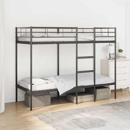 Letto a Castello senza Materasso Nero 80x200 cm in Acciaio