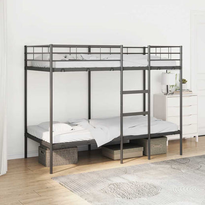 Letto a Castello senza Materasso Nero 90x190 cm in Acciaio