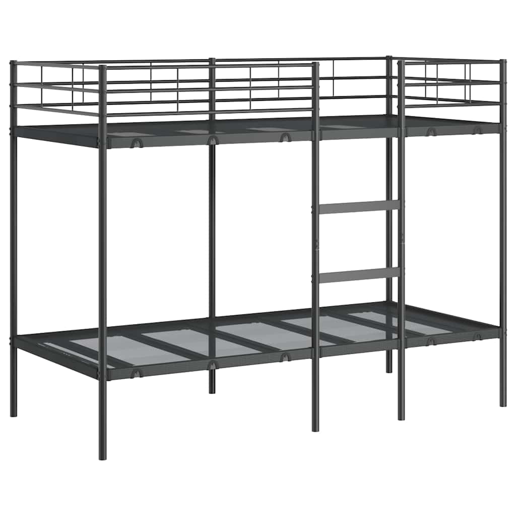 Letto a Castello senza Materasso Nero 90x200 cm in Acciaio