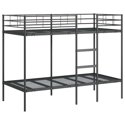 Letto a Castello senza Materasso Nero 90x200 cm in Acciaio