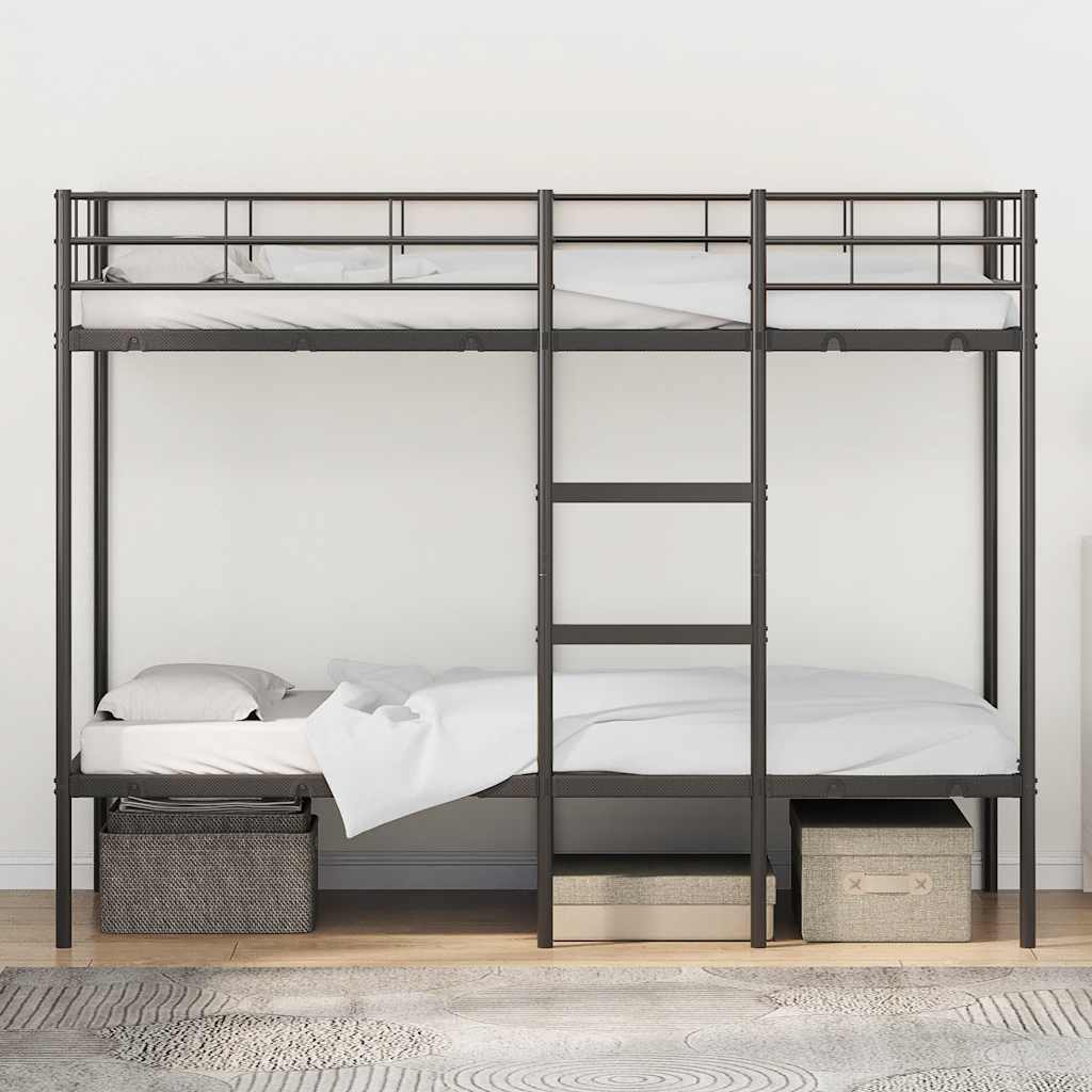 Letto a Castello senza Materasso Nero 90x200 cm in Acciaio