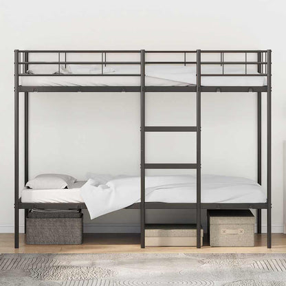 Letto a Castello senza Materasso Nero 90x200 cm in Acciaio