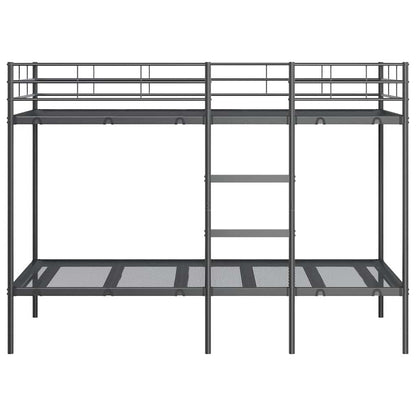 Letto a Castello senza Materasso Nero 90x200 cm in Acciaio