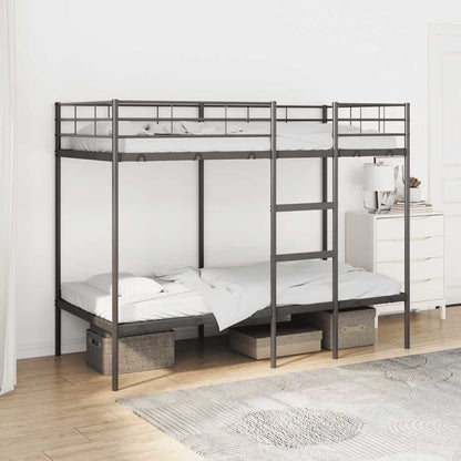 Letto a Castello senza Materasso Nero 90x200 cm in Acciaio