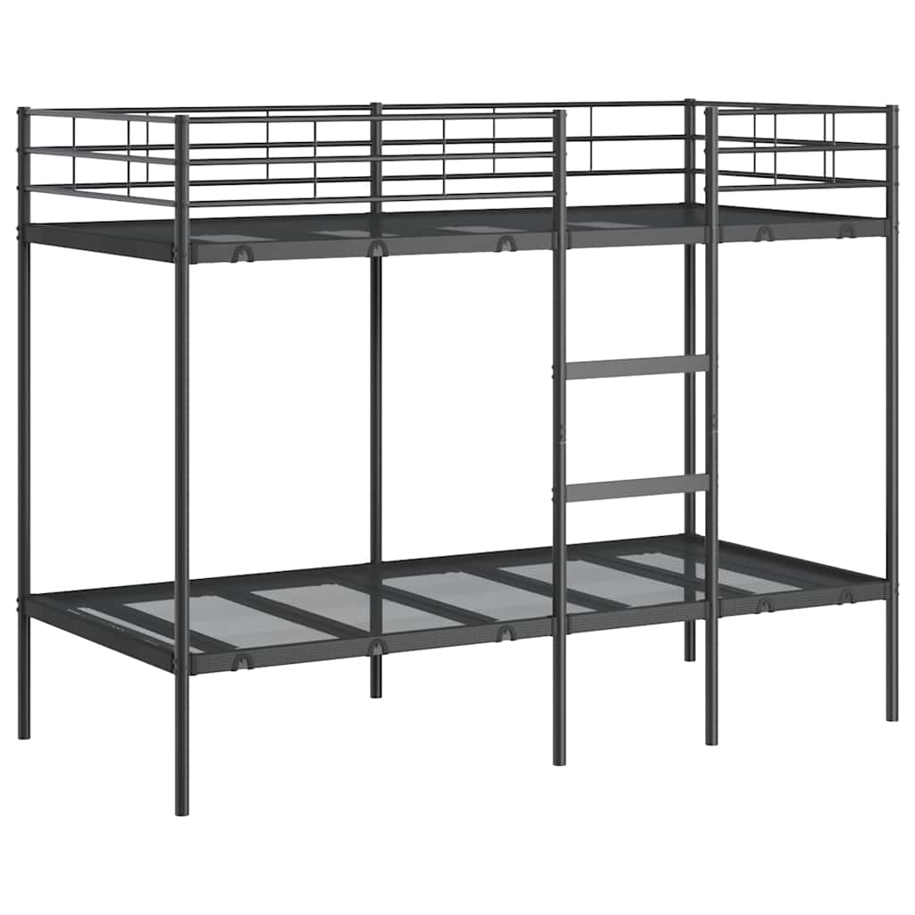 Letto a Castello senza Materasso Nero 100x190 cm in Acciaio