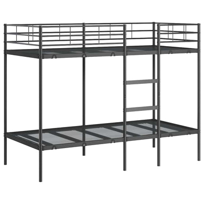 Letto a Castello senza Materasso Nero 100x190 cm in Acciaio