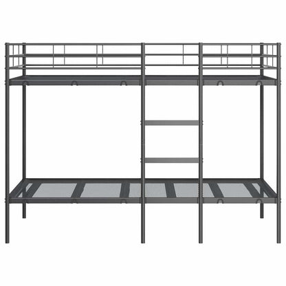 Letto a Castello senza Materasso Nero 100x190 cm in Acciaio