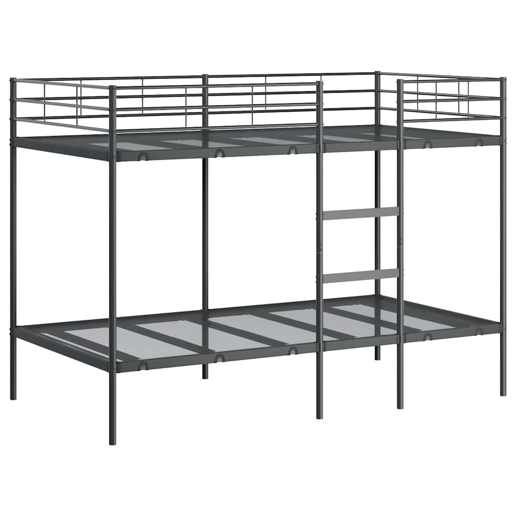 Letto a Castello senza Materasso Nero 100x200 cm in Acciaio