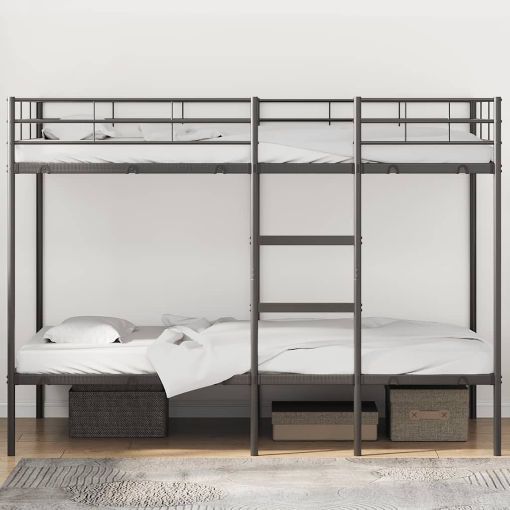 Letto a Castello senza Materasso Nero 100x200 cm in Acciaio