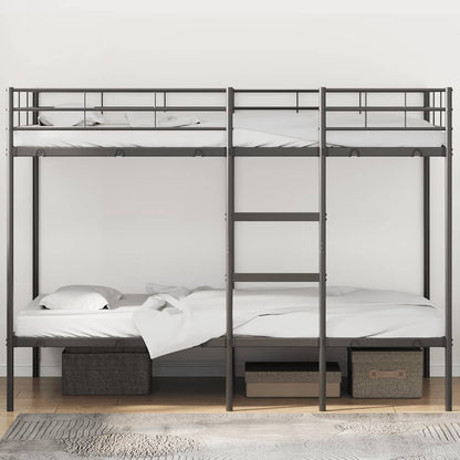 Letto a Castello senza Materasso Nero 100x200 cm in Acciaio