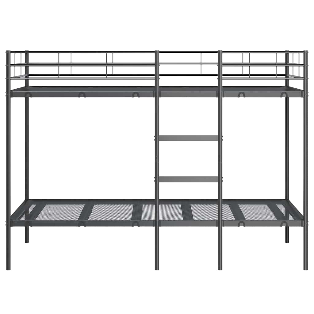 Letto a Castello senza Materasso Nero 100x200 cm in Acciaio