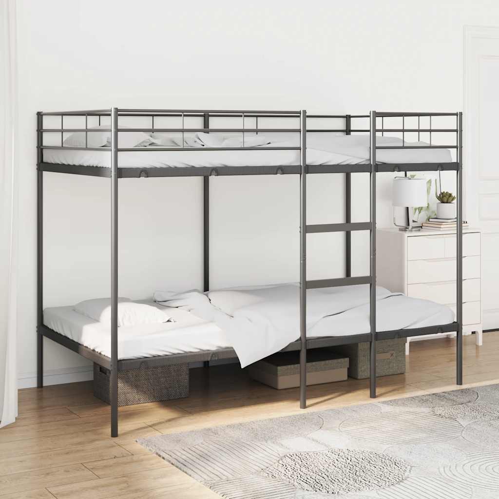Letto a Castello senza Materasso Nero 100x200 cm in Acciaio