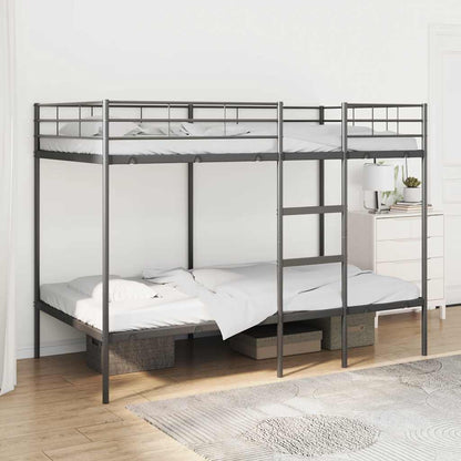 Letto a Castello senza Materasso Nero 100x200 cm in Acciaio
