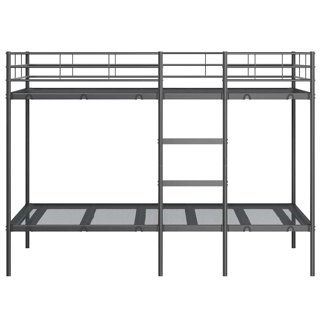 Letto a Castello senza Materasso Nero 107x203 cm in Acciaio