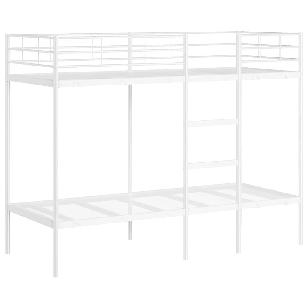 Letto a Castello senza Materasso Bianco 75x190 cm in Acciaio