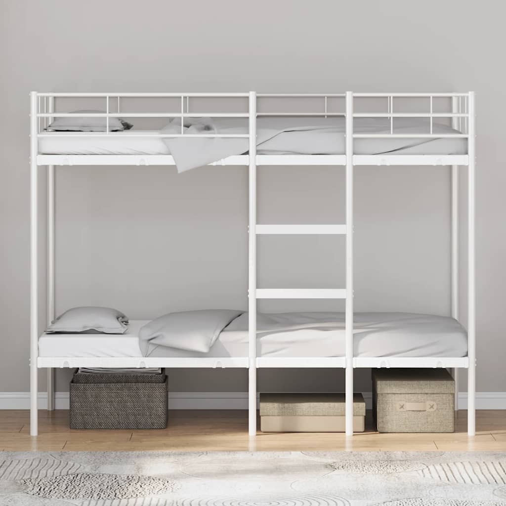Letto a Castello senza Materasso Bianco 80x200 cm in Acciaio