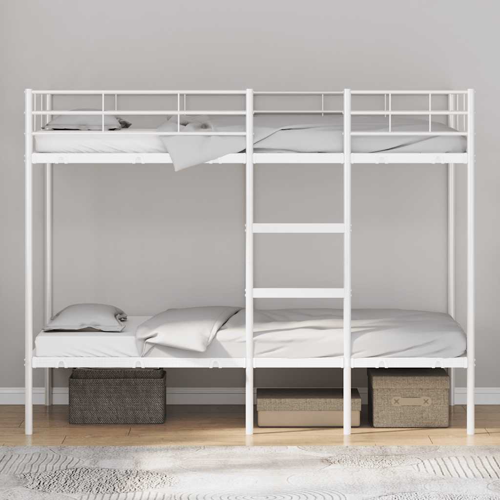Letto a Castello senza Materasso Bianco 90x190 cm in Acciaio