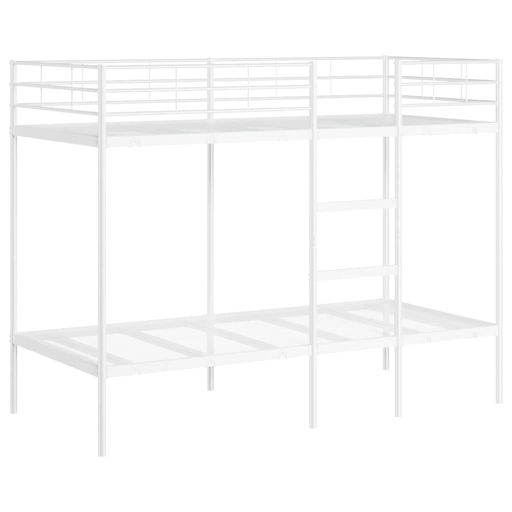 Letto a Castello senza Materasso Bianco 90x200 cm in Acciaio