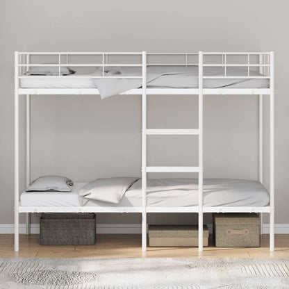 Letto a Castello senza Materasso Bianco 90x200 cm in Acciaio
