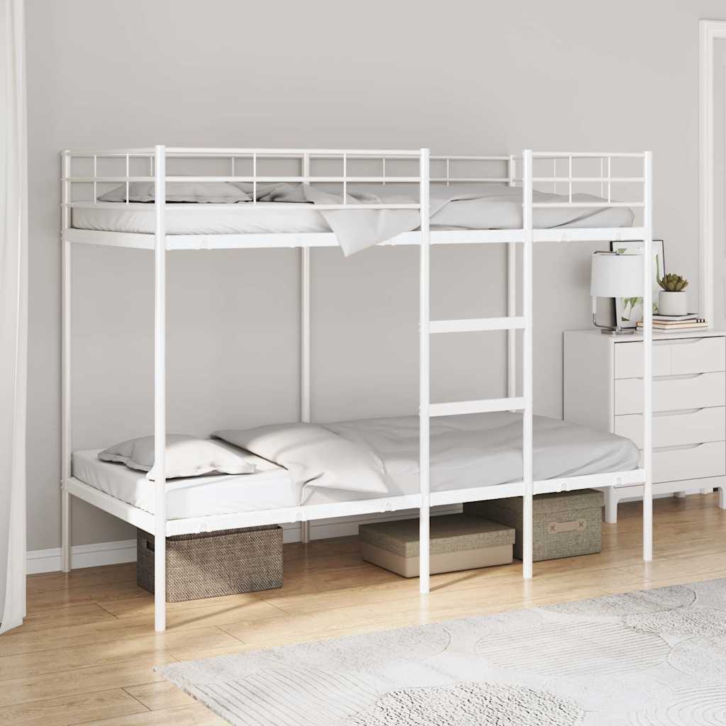 Letto a Castello senza Materasso Bianco 90x200 cm in Acciaio