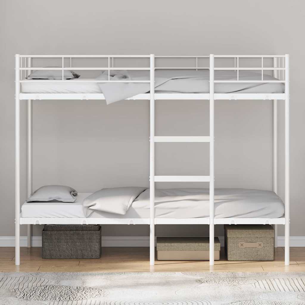 Letto a Castello senza Materasso Bianco 100x190 cm in Acciaio