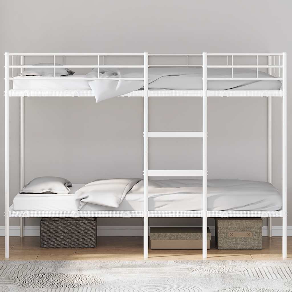 Letto a Castello senza Materasso Bianco 100x200 cm in Acciaio