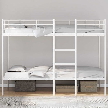 Letto a Castello senza Materasso Bianco 100x200 cm in Acciaio