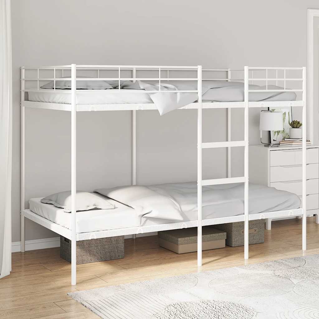 Letto a Castello senza Materasso Bianco 100x200 cm in Acciaio
