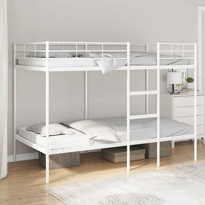 Letto a Castello senza Materasso Bianco 100x200 cm in Acciaio