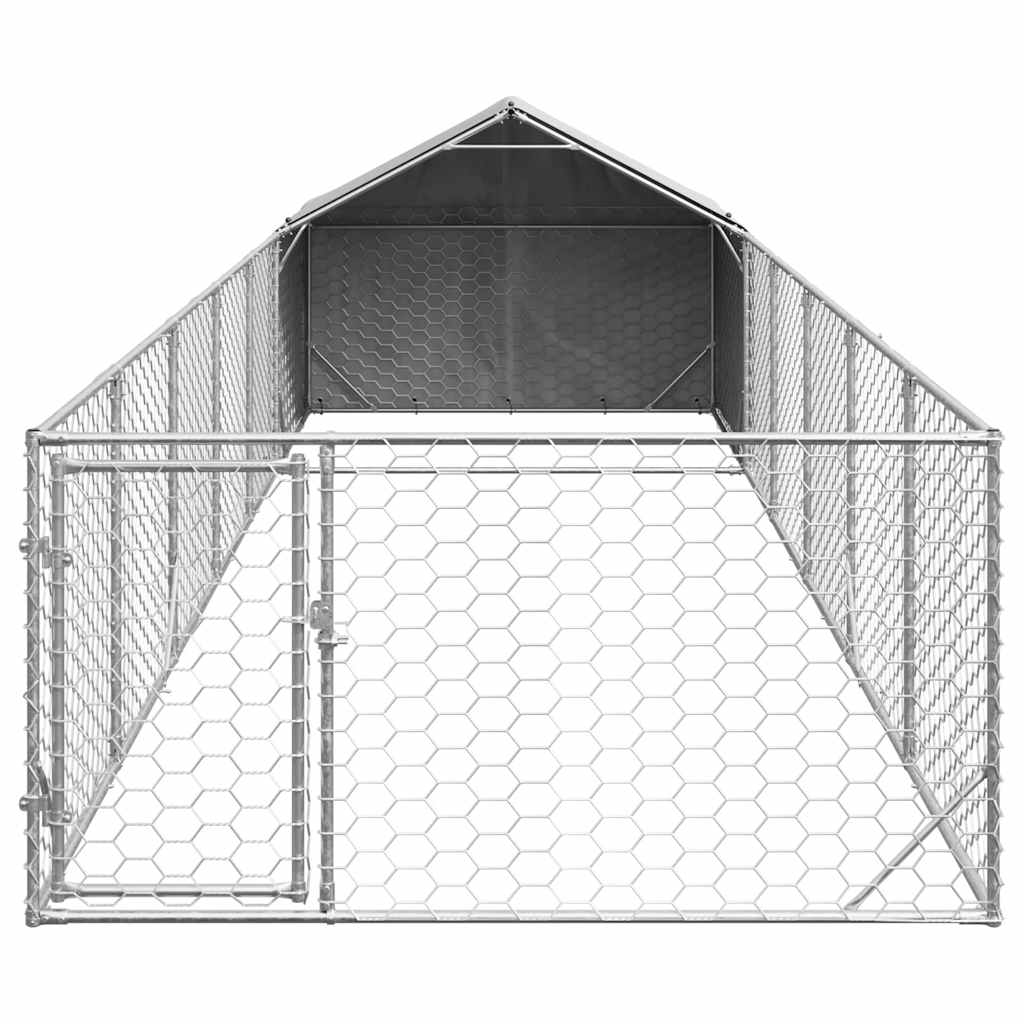 Cuccia per Cani da Esterno con Recinto 8x2x1,5m Acciaio Zincato