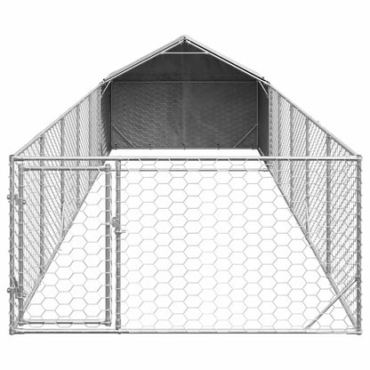 Cuccia per Cani da Esterno con Recinto 8x2x1,5m Acciaio Zincato