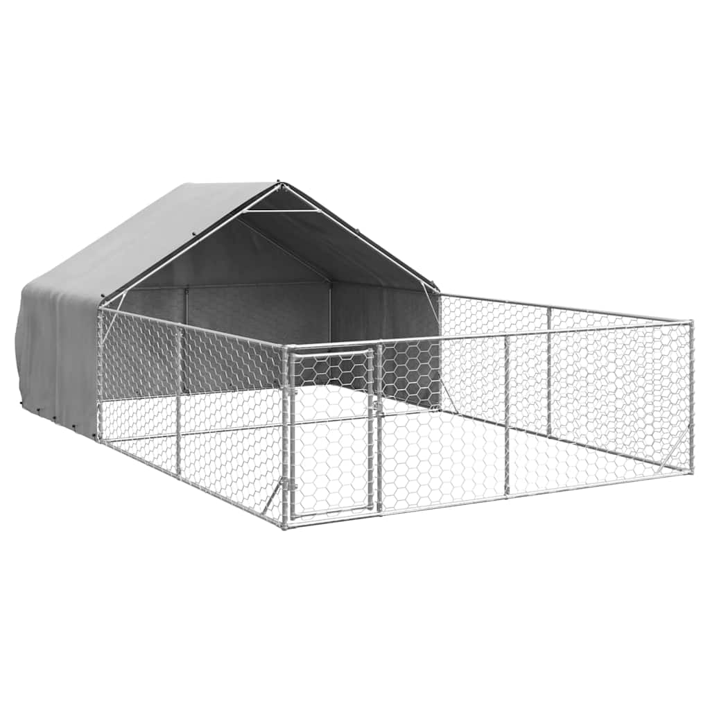 Cuccia per Cani da Esterno con Recinto 6x3x1,9m Acciaio Zincato