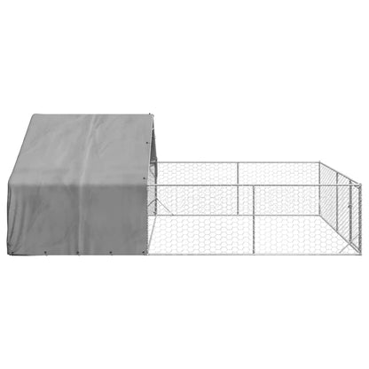 Cuccia per Cani da Esterno con Recinto 6x3x1,9m Acciaio Zincato