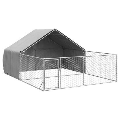 Cuccia per Cani da Esterno con Recinto 5x3x1,9m Acciaio Zincato