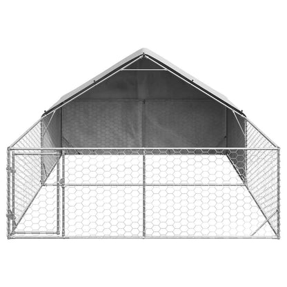 Cuccia per Cani da Esterno con Recinto 5x3x1,9m Acciaio Zincato