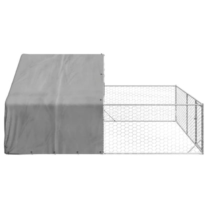 Cuccia per Cani da Esterno con Recinto 5x3x1,9m Acciaio Zincato