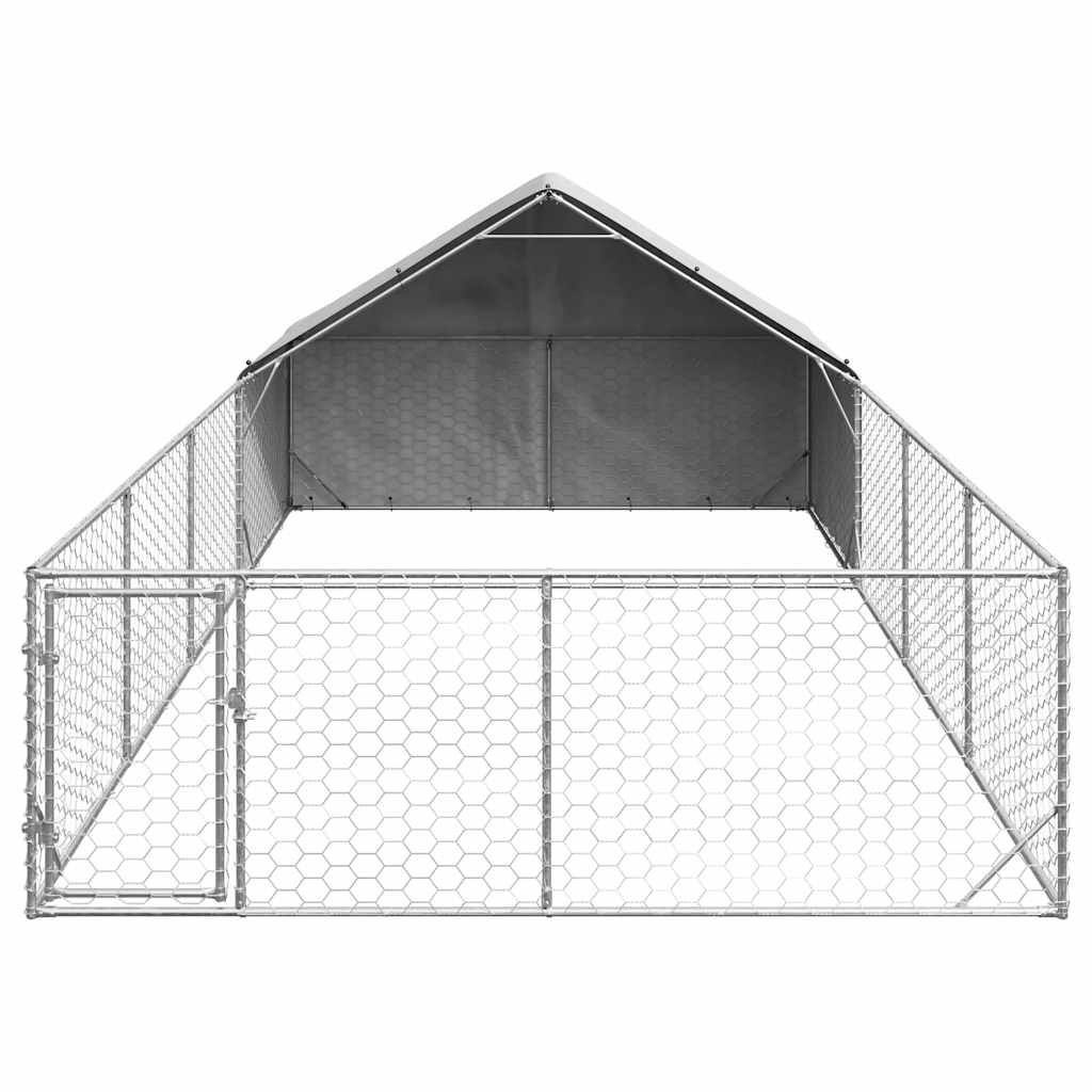 Cuccia per Cani da Esterno con Recinto 7x3x1,9m Acciaio Zincato