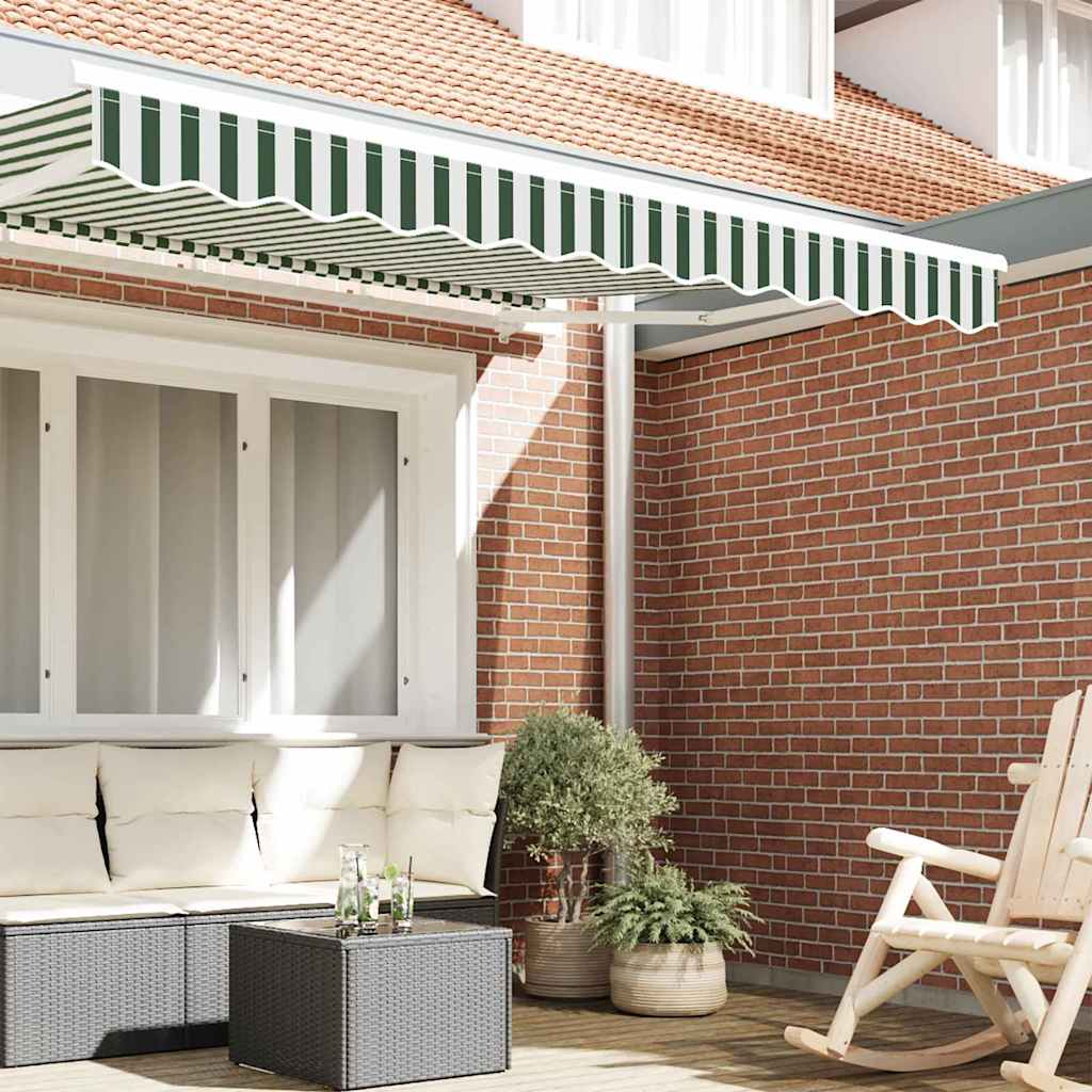 Tenda a Braccio Verde e Bianco 580 x 20 cm Tela